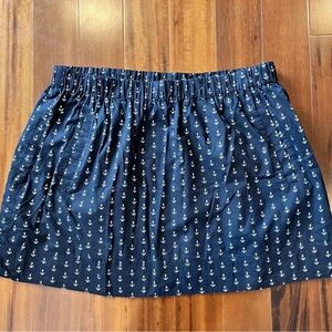 JCrew Navy Blue & White Shorts Elastic Waistband Anchor Sailor Casual Size XL